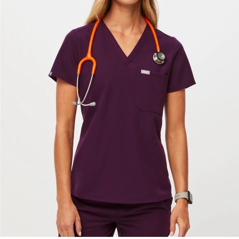 Figs Deep Purple Catarina One Pocket Scrub top